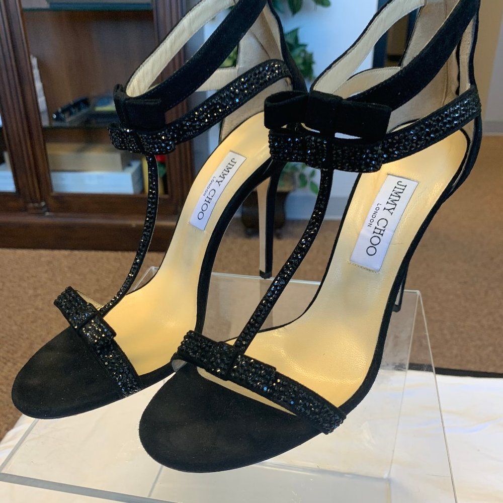 Jimmy Choo Black Heel suede with crystal